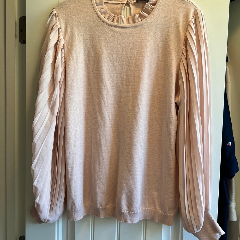 Adrianna Papell Blush Pleated Sleeve Blouse Sz XL